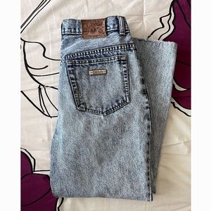 vintage light blue acid wash high rise straight leg relaxed hoko jeans